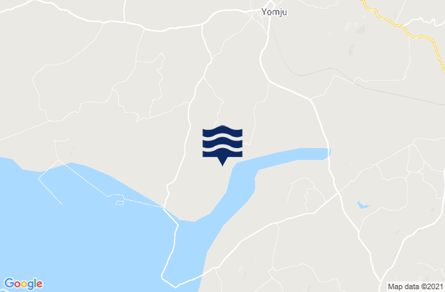 Mapa da tábua de marés em Yŏmju-ŭp, North Korea