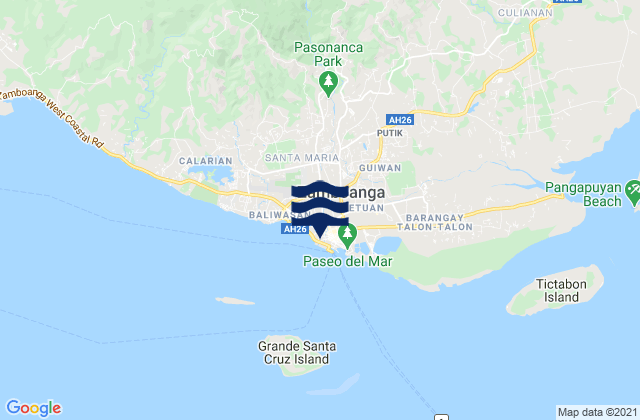 Mapa da tábua de marés em Zamboanga, Philippines