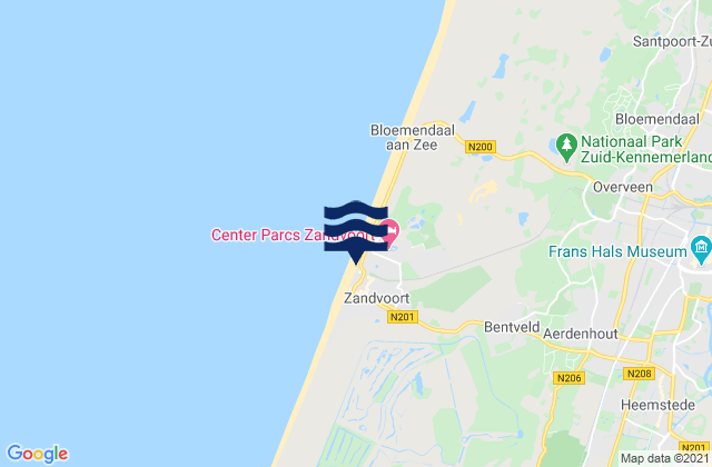 Mapa da tábua de marés em Zandvoort, Netherlands