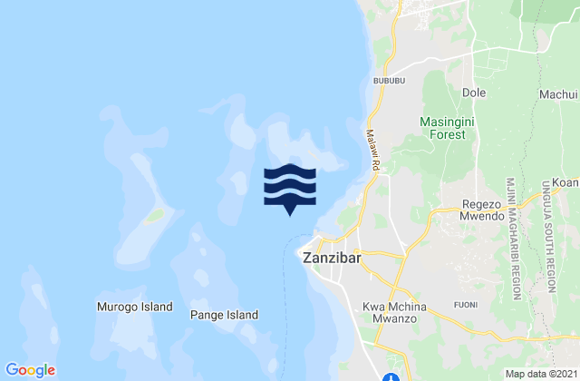 Mapa da tábua de marés em Zanzibar Zanzibar Island, Tanzania