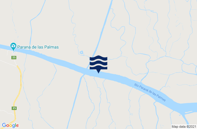Mapa da tábua de marés em Zarate, Argentina