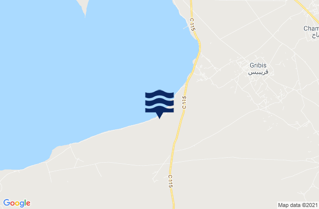 Mapa da tábua de marés em Zarzis, Tunisia