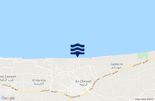Mapa da tábua de marés em Zawiya, Libya