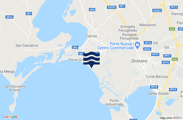 Mapa da tábua de marés em Zeddiani, Italy