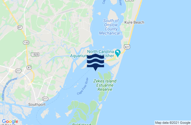 Mapa da tábua de marés em Zekes Island, United States