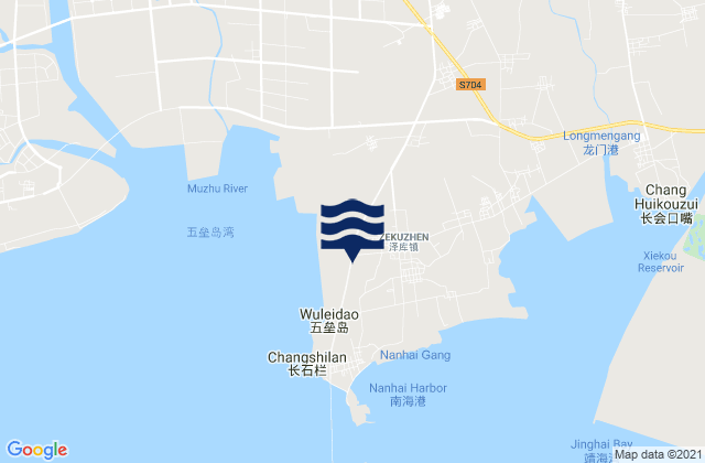 Mapa da tábua de marés em Zeku, China