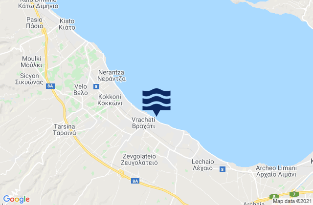Mapa da tábua de marés em Zevgolateió, Greece