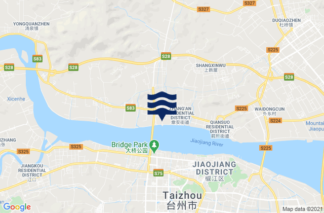 Mapa da tábua de marés em Zhang’an, China