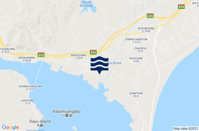 Mapa da tábua de marés em Zhengyang, China