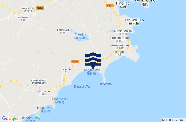 Mapa da tábua de marés em Zhenhaicun, China