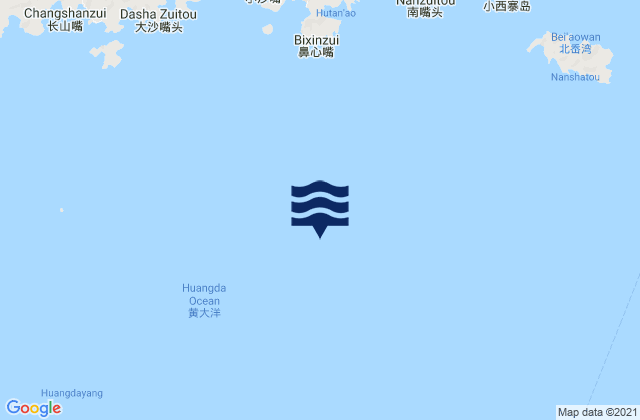 Mapa da tábua de marés em Zhoushan Shi, China
