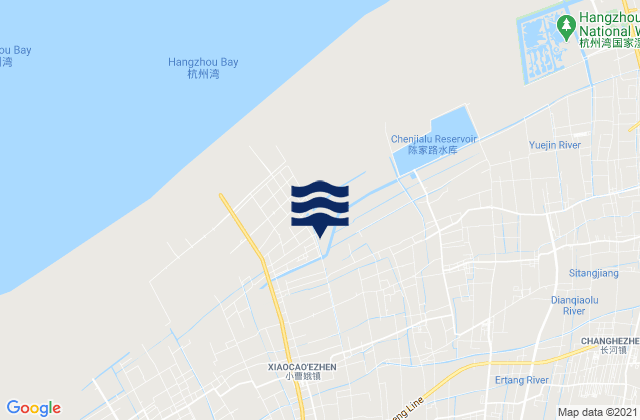 Mapa da tábua de marés em Zhouxiang, China