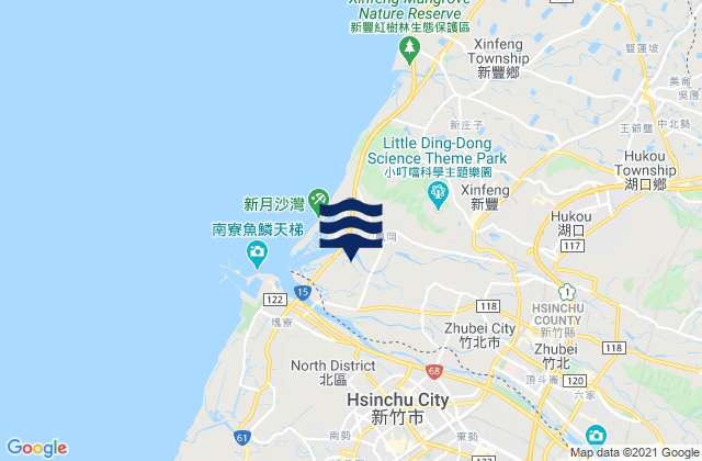 Mapa da tábua de marés em Zhubei, Taiwan