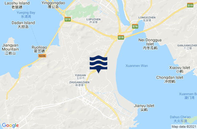 Mapa da tábua de marés em Zhugang, China