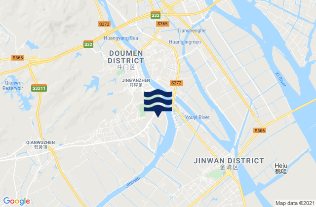 Mapa da tábua de marés em Zhuhai Shi, China