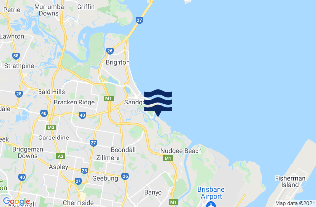 Mapa da tábua de marés em Zillmere, Australia