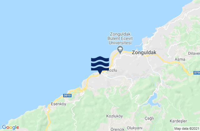 Mapa da tábua de marés em Zonguldak, Turkey
