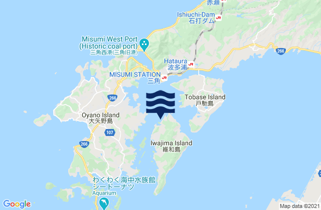Mapa da tábua de marés em Zozo-No-Seto, Japan