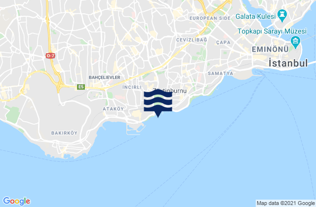 Mapa da tábua de marés em güngören merter, Turkey