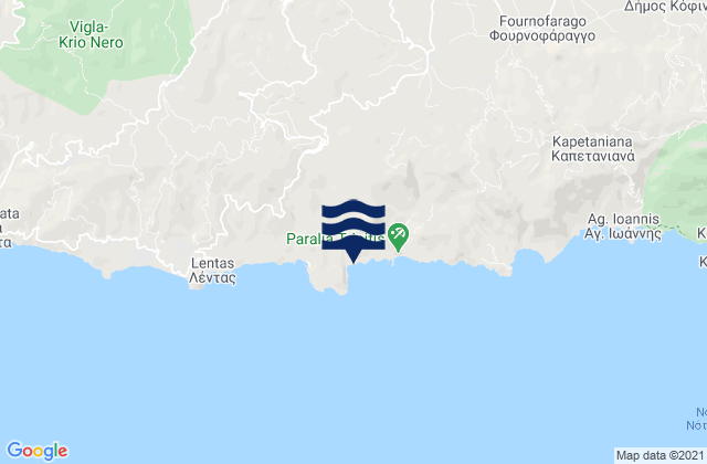 Mapa da tábua de marés em Ágioi Déka, Greece