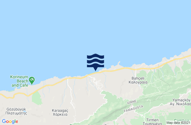 Mapa da tábua de marés em Ágios Amvrósios, Cyprus