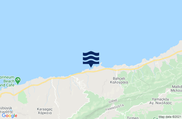 Mapa da tábua de marés em Ágios Charíton, Cyprus