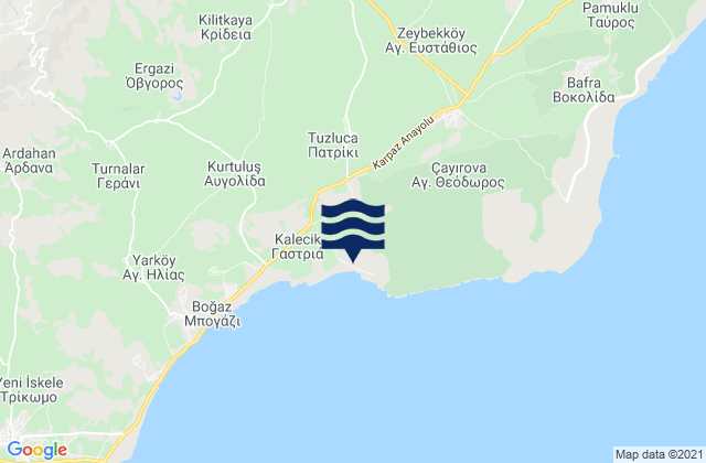 Mapa da tábua de marés em Ágios Efstáthios, Cyprus