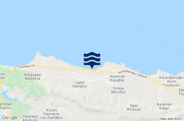 Mapa da tábua de marés em Ágios Ermólaos, Cyprus