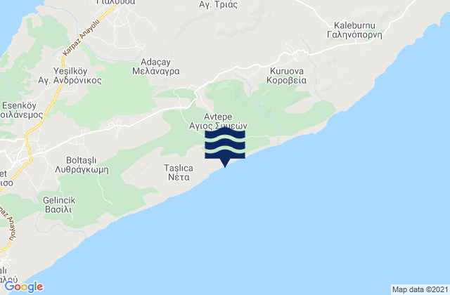Mapa da tábua de marés em Ágios Symeón, Cyprus