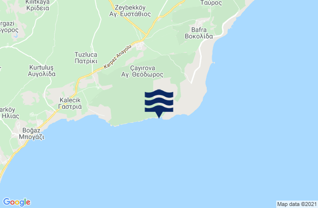 Mapa da tábua de marés em Ágios Theódoros, Cyprus