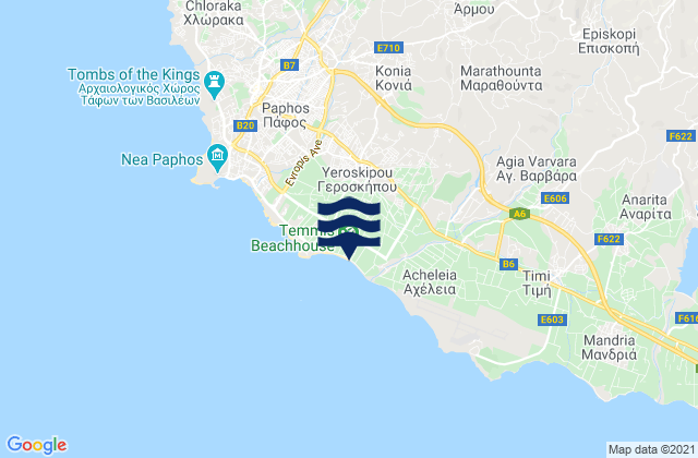 Mapa da tábua de marés em Ármou, Cyprus