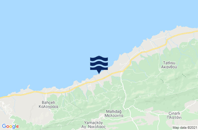 Mapa da tábua de marés em Ártemi, Cyprus
