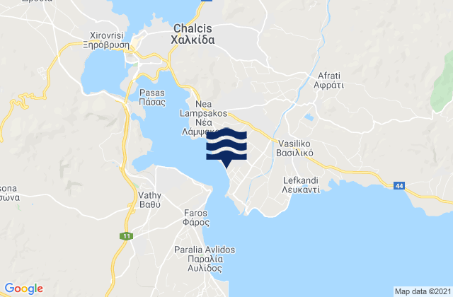 Mapa da tábua de marés em Áyios Nikólaos, Greece