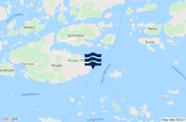 Mapa da tábua de marés em Åboland-Turunmaa, Finland
