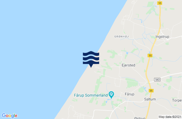 Mapa da tábua de marés em Åbybro, Denmark