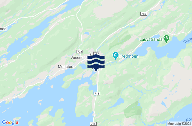 Mapa da tábua de marés em Åfjord, Norway