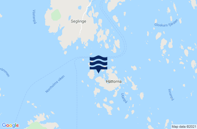 Mapa da tábua de marés em Ålands skärgård, Aland Islands
