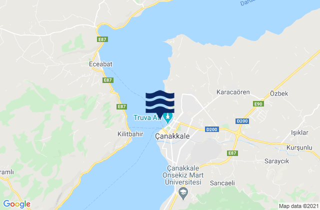 Mapa da tábua de marés em Çanakkale, Turkey