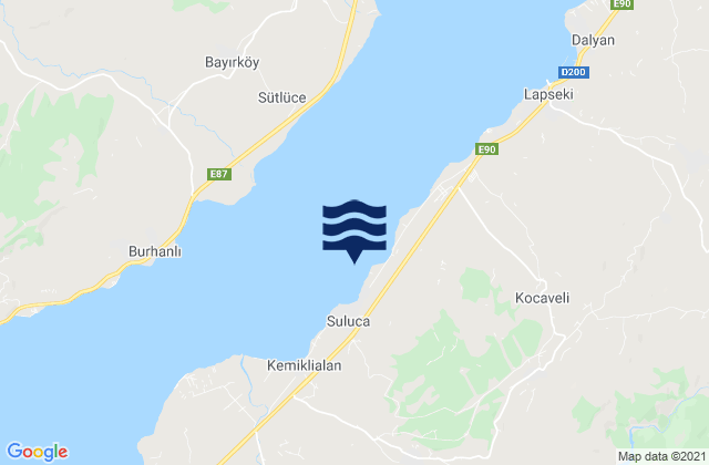 Mapa da tábua de marés em Çanakkale, Turkey