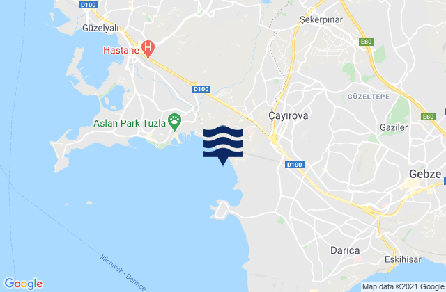 Mapa da tábua de marés em Çayırova, Turkey