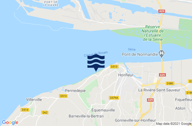 Mapa da tábua de marés em Équemauville, France