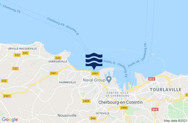 Mapa da tábua de marés em Équeurdreville-Hainneville, France
