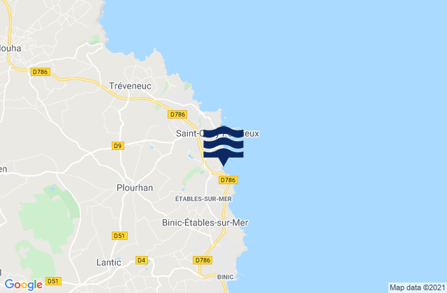 Mapa da tábua de marés em Étables-sur-Mer, France