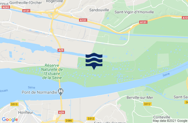 Mapa da tábua de marés em Étainhus, France