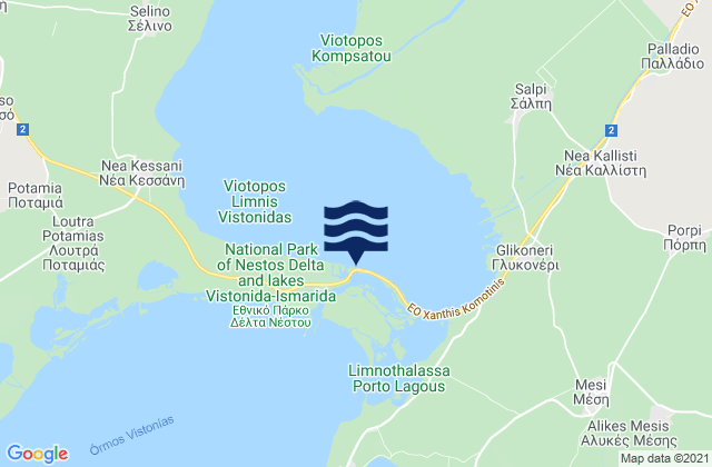 Mapa da tábua de marés em Íasmos, Greece