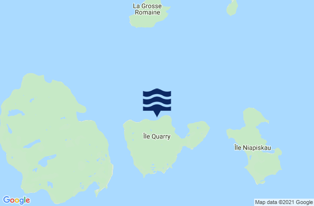 Mapa da tábua de marés em Île Quarry, Canada