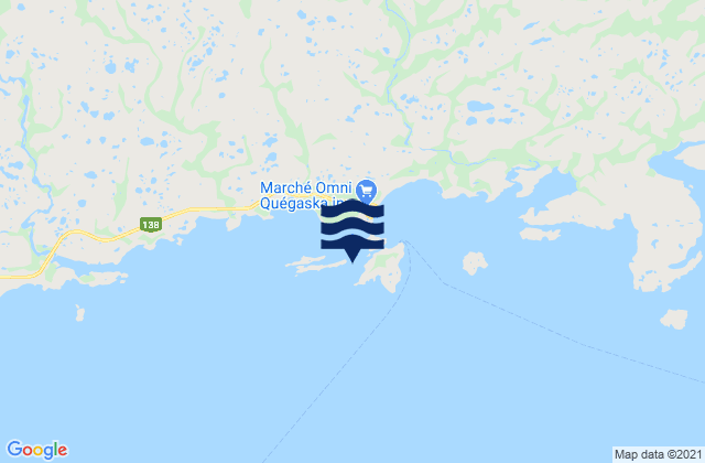 Mapa da tábua de marés em Île de Kegaska, Canada