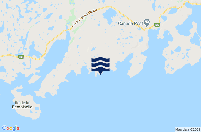 Mapa da tábua de marés em Île du Caplan, Canada