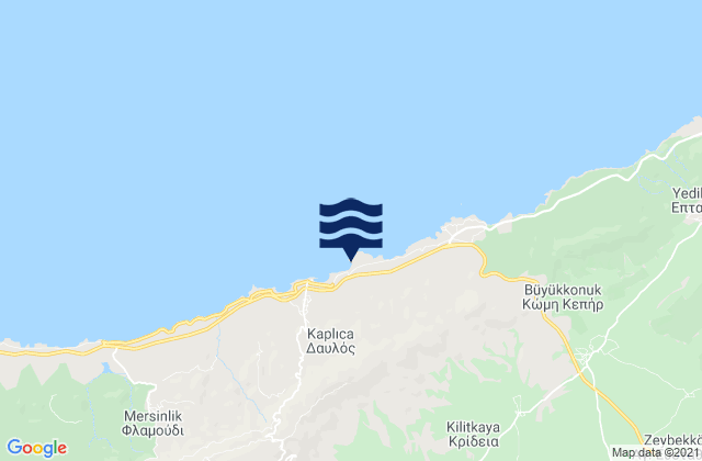 Mapa da tábua de marés em Óvgoros, Cyprus