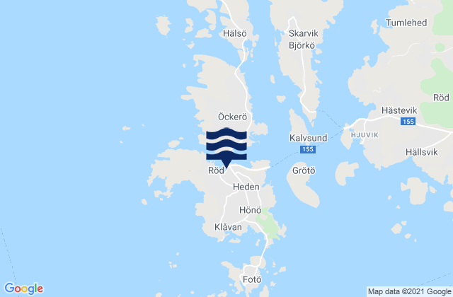 Mapa da tábua de marés em Öckerö Kommun, Sweden